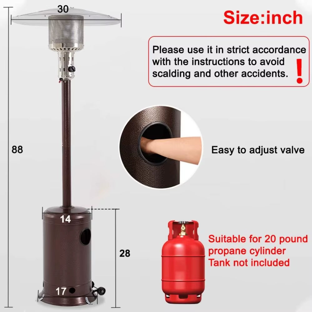 Outdoor Patio Heater Tall Standing Hammered Finish Garden Outdoor Heater Propane Standing LP 41,000BTU Outdoor Heater
